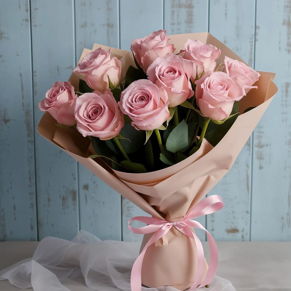 9 розовых роз в Обшаровка Букет цветов из: Розы в Обшаровка