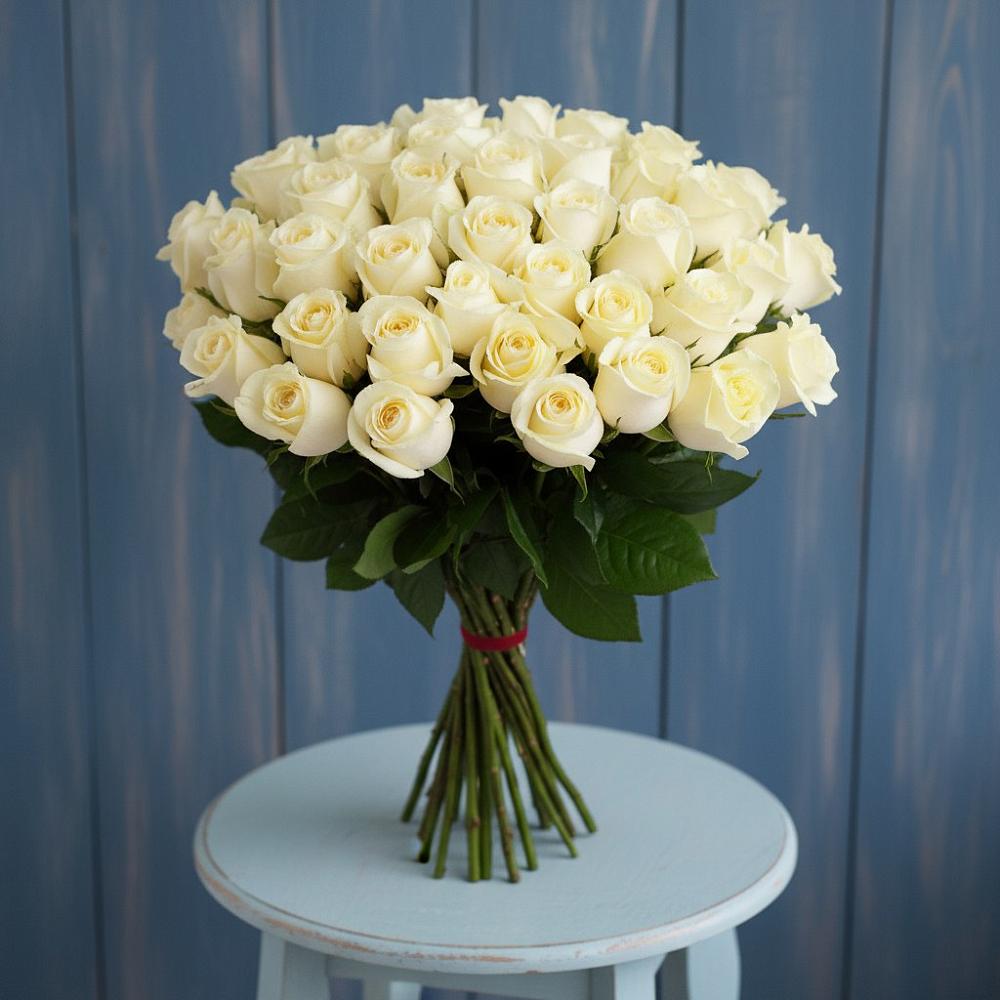 51 Белая роза Эдлесс Лав в Обшаровка Букет 51 Белая роза Эдлесс Лав в Обшаровка