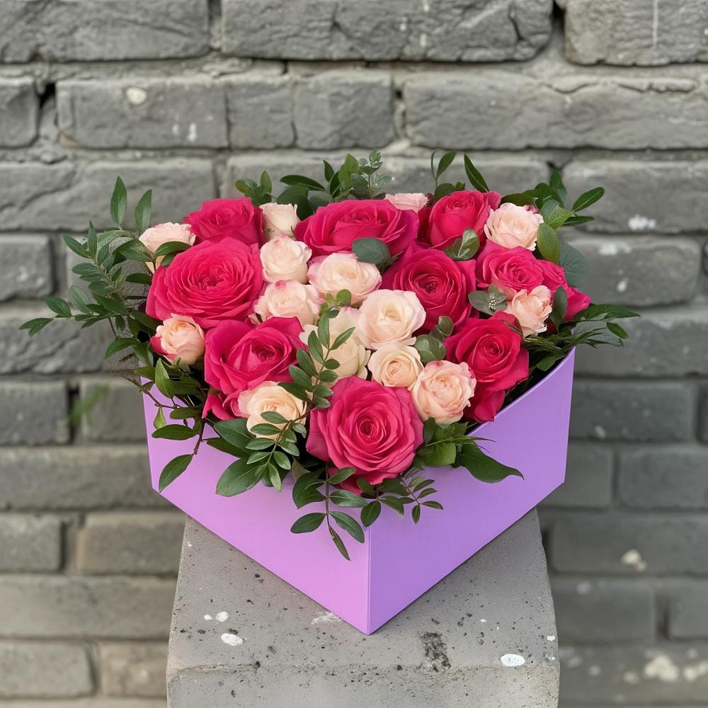 Композиция моя любовь в Обшаровка Цветочная композиция из Розы в коробке в Обшаровка