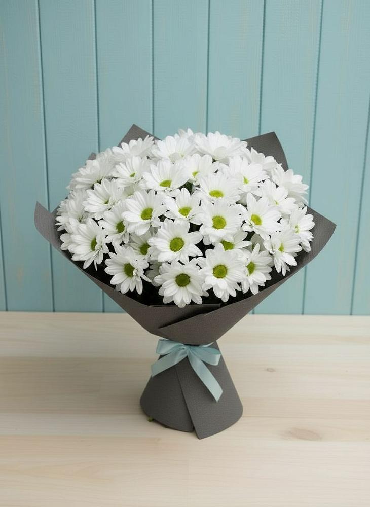 Букет белые хризантемы в Обшаровка Букет цветов из: Хризантемы в Обшаровка