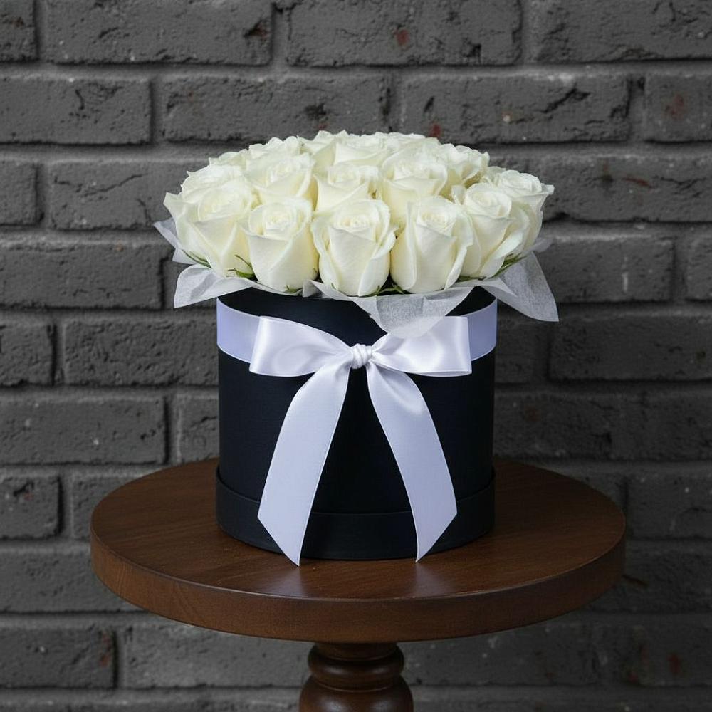 Композиция воздушная нежность в Обшаровка Цветочная композиция из Розы в шляпной коробке в Обшаровка